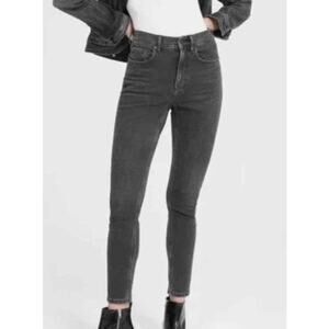 Everlane Womens High Rise Skinny Denim Jeans Zip Fly Washed Black Size 28 Tall